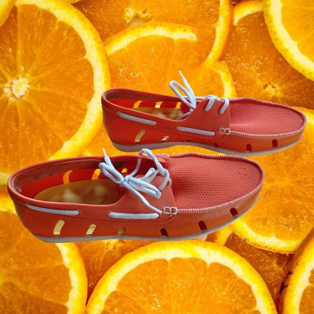 Five Floats Mens Orange Rubber Mesh Boat Shoes Water Loafers Size 10-11 71FV6707